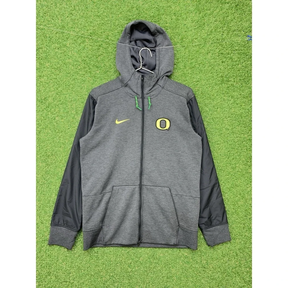 Nike Jacket Mens Medium Oregon Ducks Team Issued Tech Fleece Black Hoodie Y2K